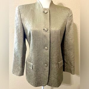 Giorgio Armani Le Collezioni Champagne Paisley Print Embossed Blazer Jacket, Vtg